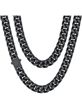 Stylish Cuban Link Chain Necklace for Men - Stainless Steel, Waterproof